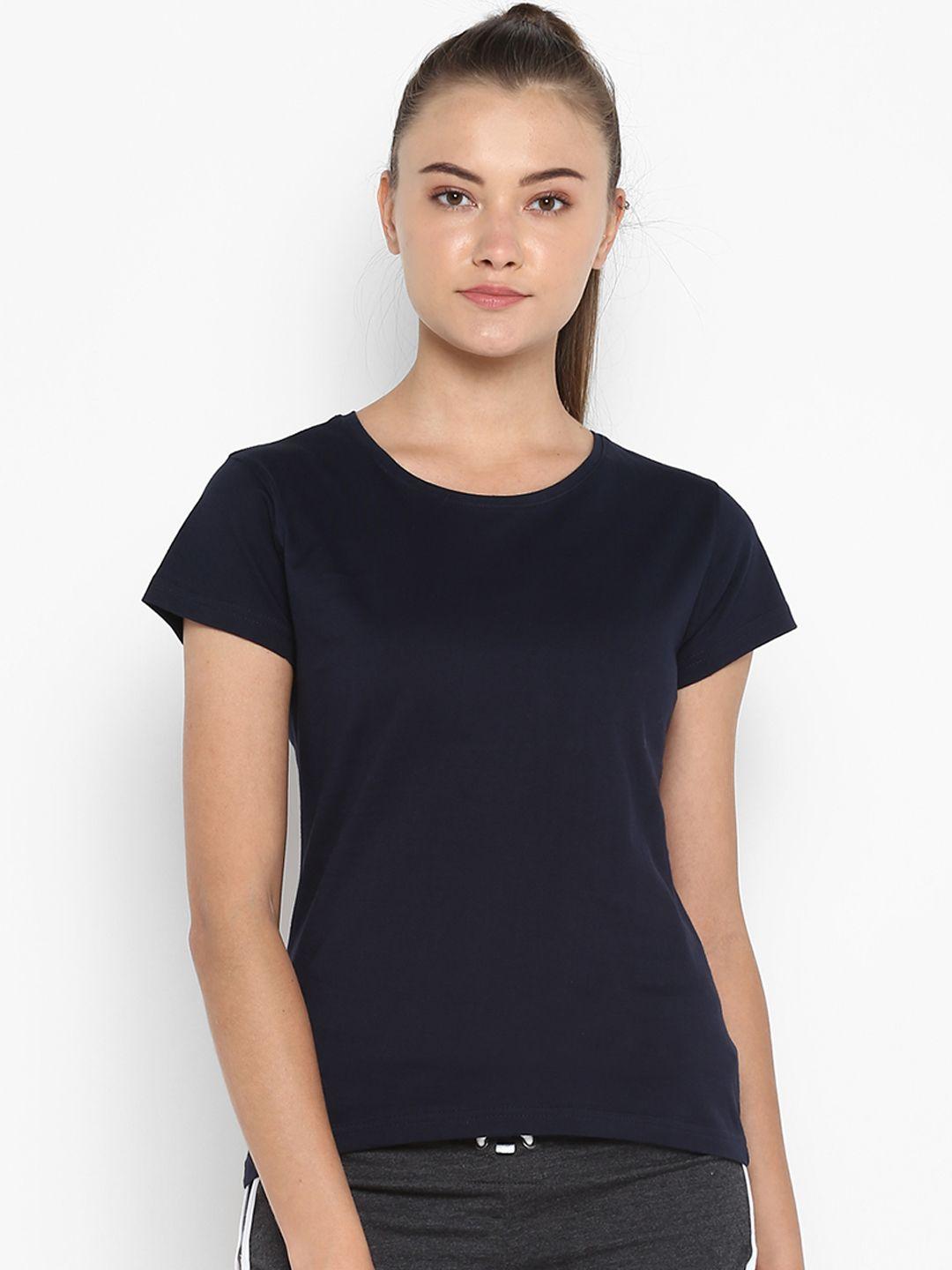 appulse-women-navy-blue-solid-round-neck-t-shirt