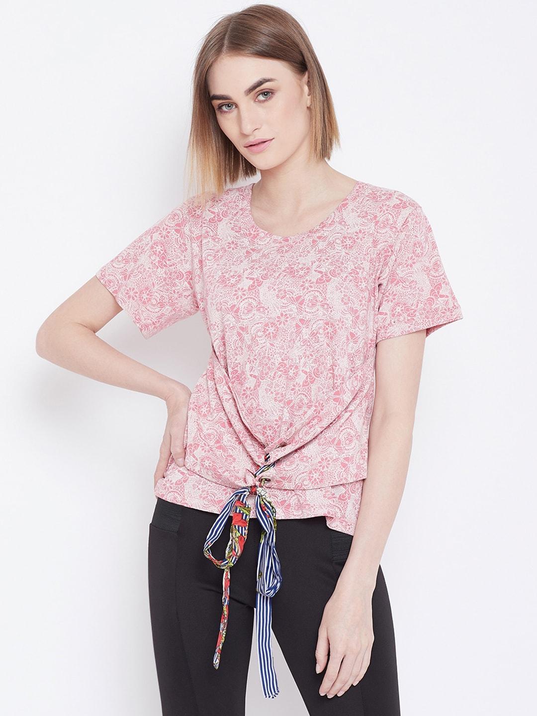belle-fille-women-pink-&-white-printed-top
