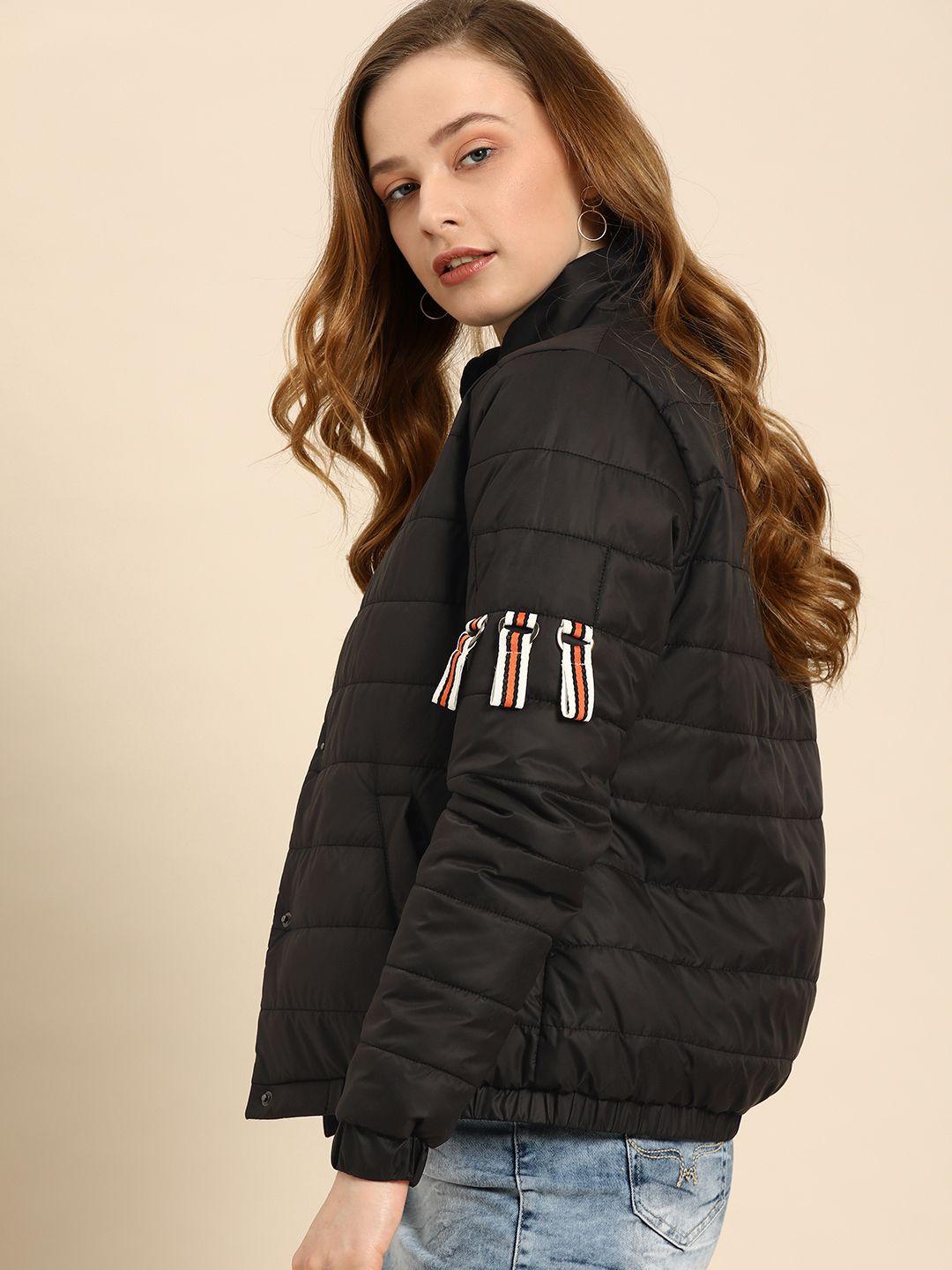 dressberry-women-black-solid-lightweight-padded-jacket