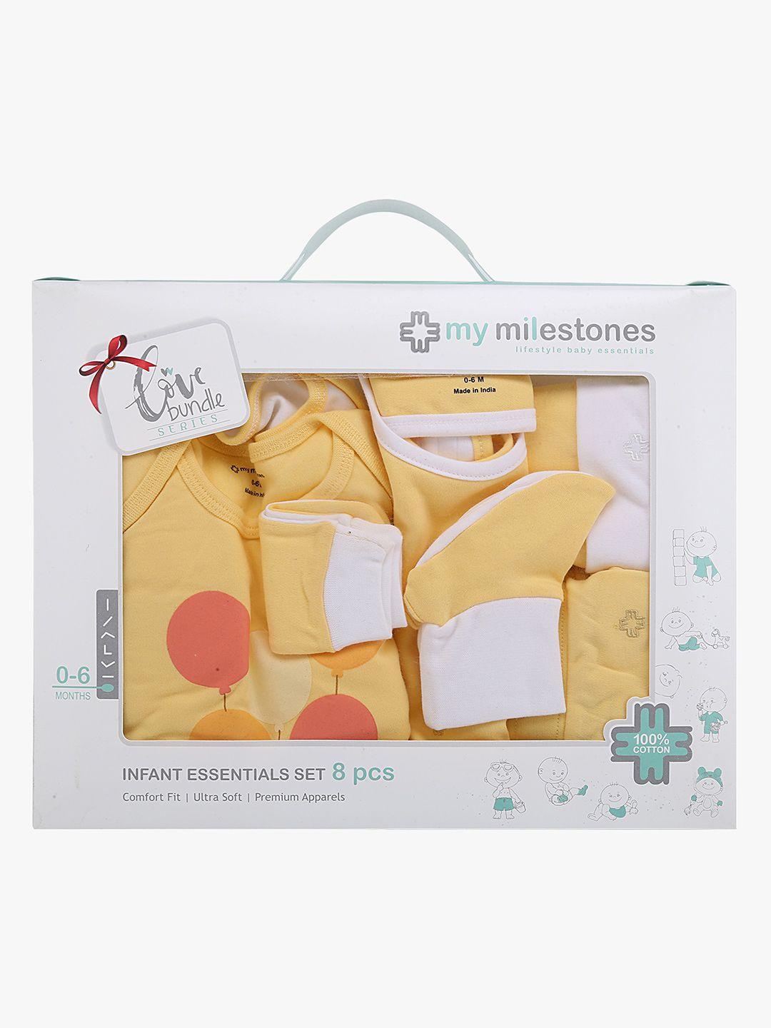 my-milestones-unisex-yellow-printed-clothing-gift-set