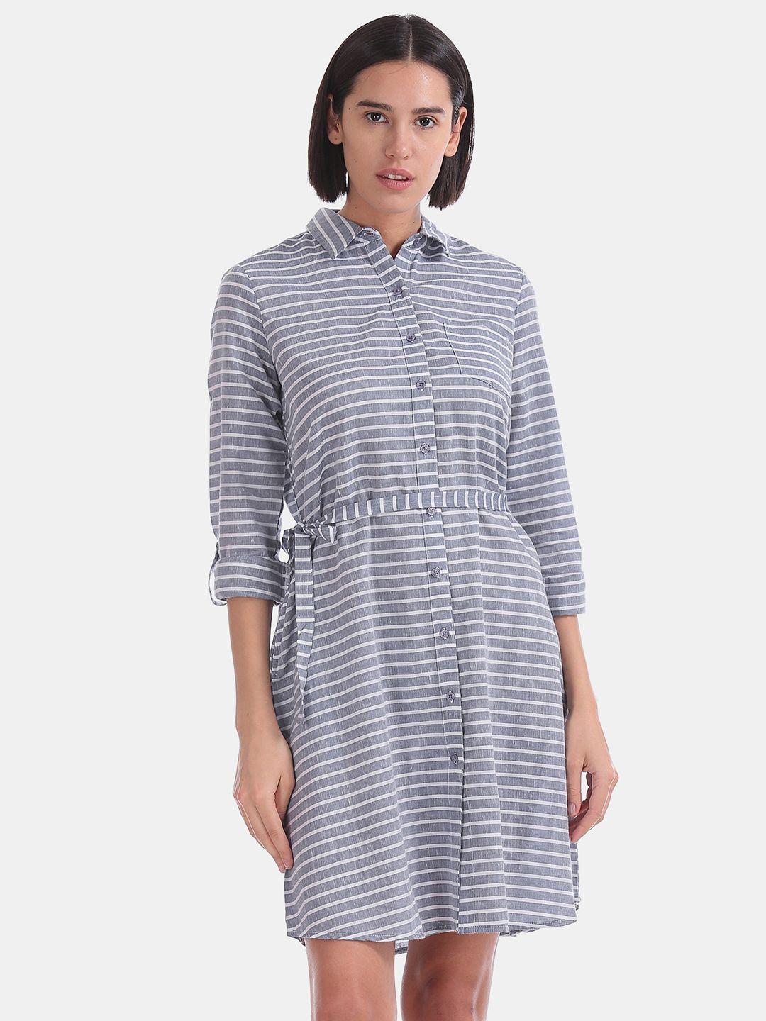 u.s.-polo-assn.-women-blue-&-white-striped-shirt-dress