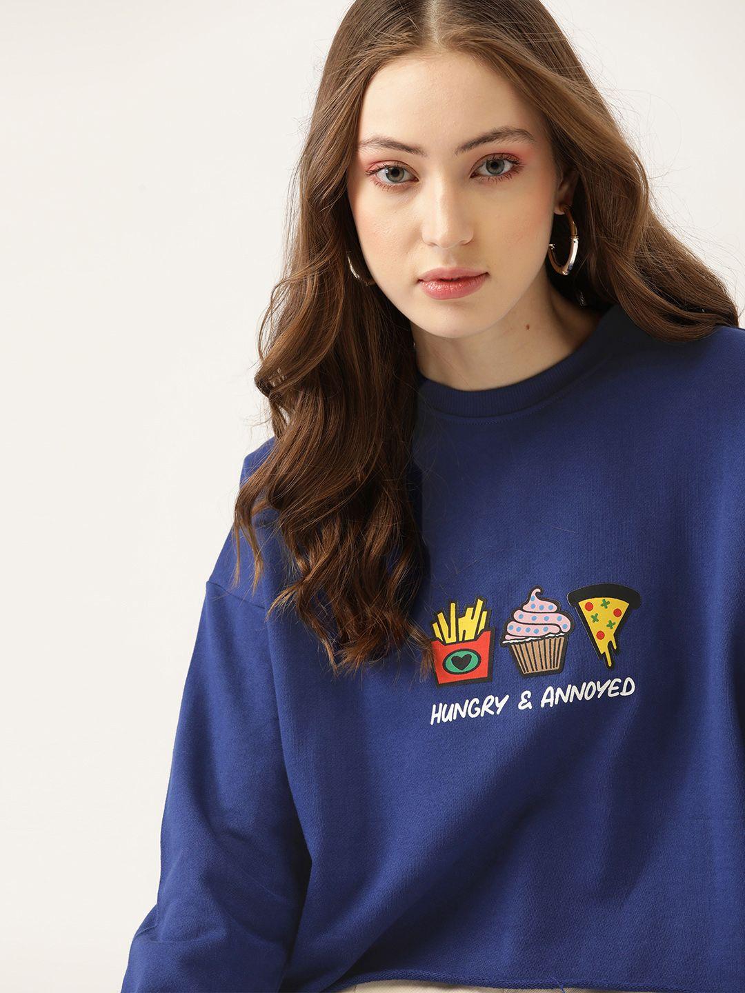 dressberry-women-blue-printed-sweatshirt
