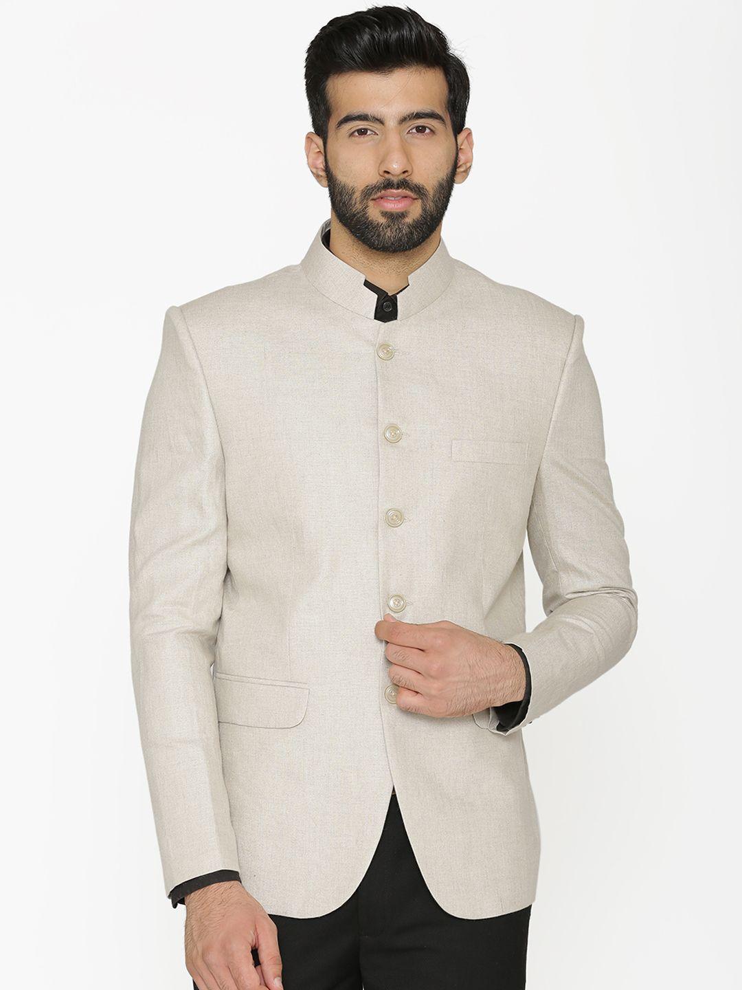 wintage-men-cream-coloured-solid-tailored-fit-linen-bandhgala-blazer