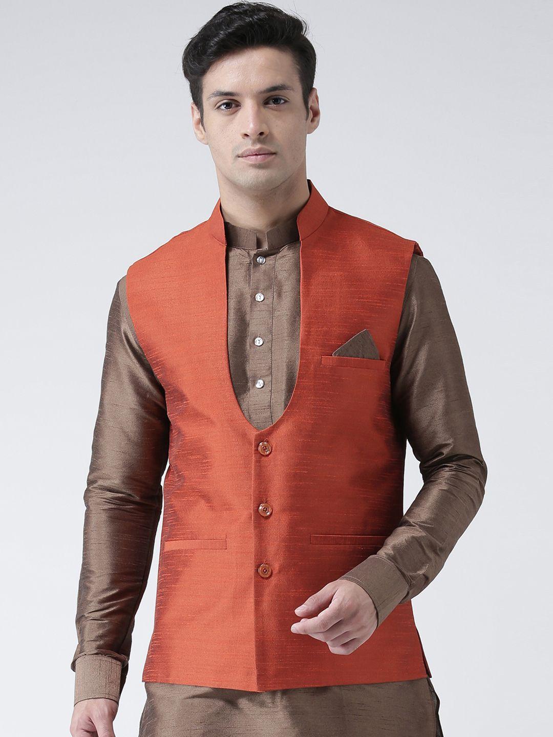 deyann-men-orange-woven-nehru-jacket