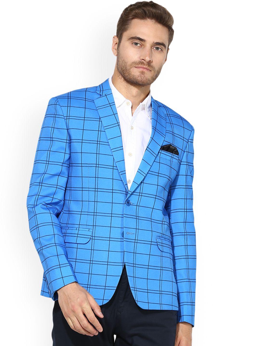 hangup-men-blue-checked-single-breasted-casual-blazer
