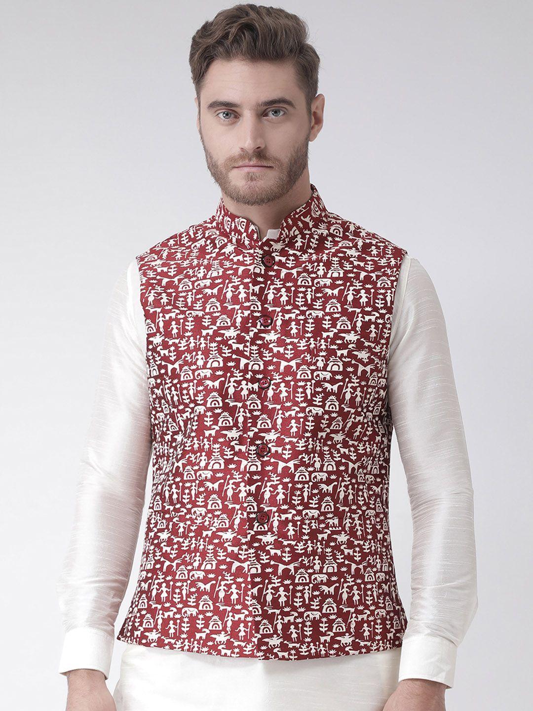 deyann-red-printed-nehru-jacket