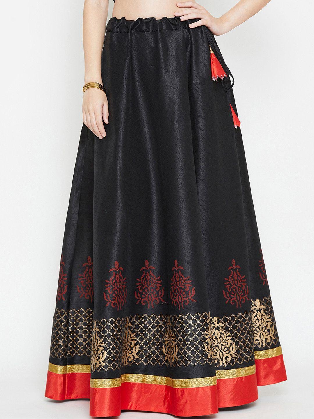 studio-rasa-women-black-block-printed-flared-maxi-skirt