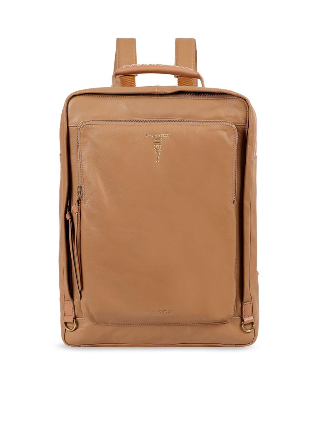 hidesign-men-tan-brown-solid-backpack