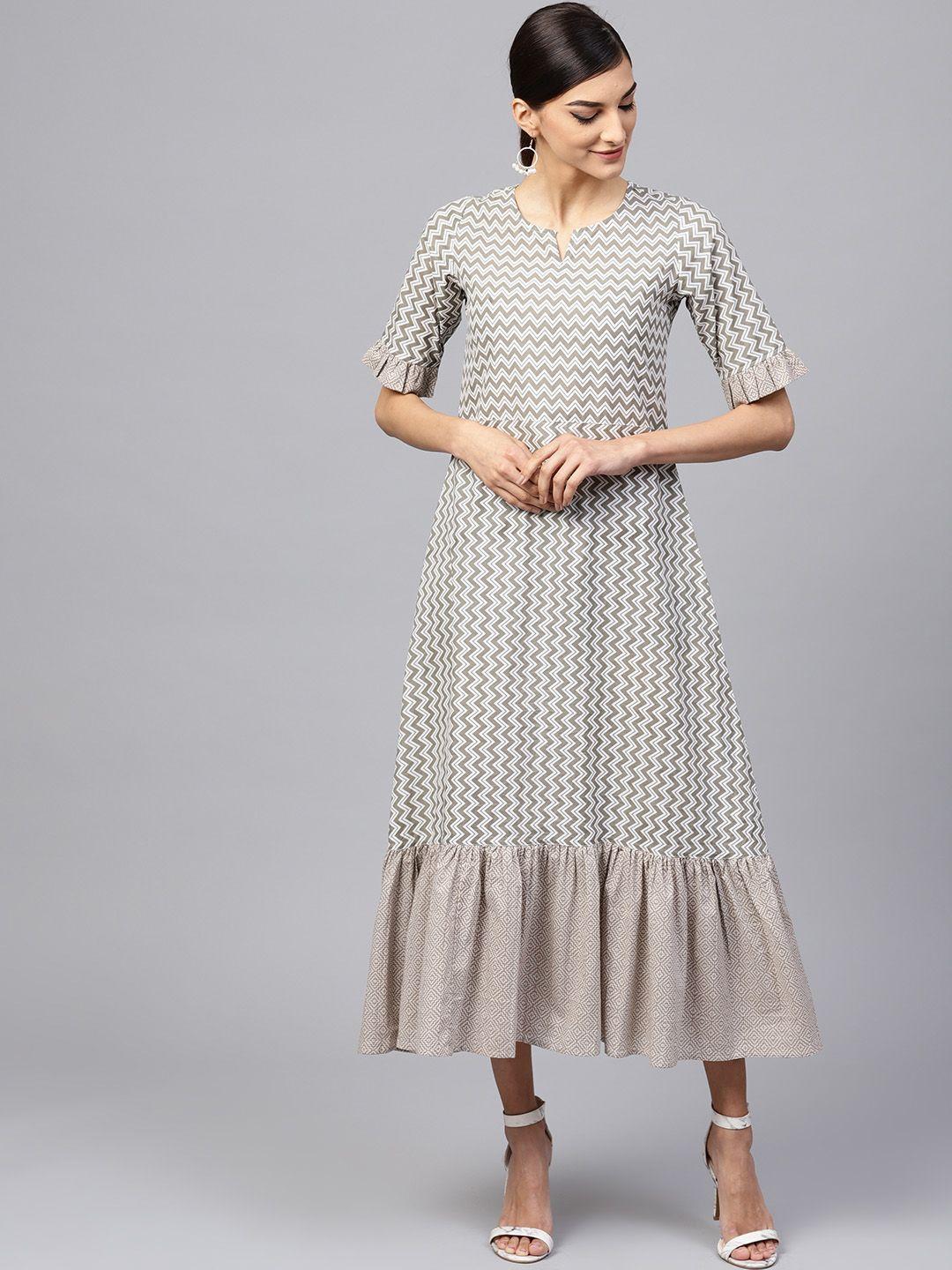 indo-era-women-grey-printed-fit-and-flare-ethnic-dress