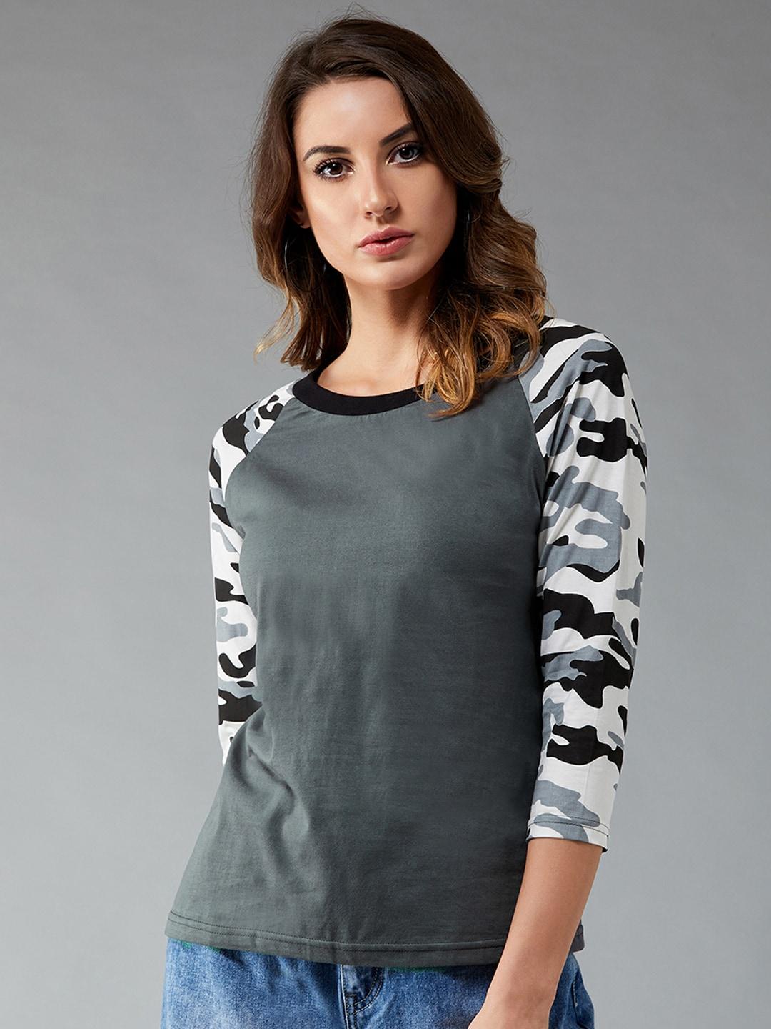 dolce-crudo-women-charcoal-grey-printed-round-neck-pure-cotton-t-shirt