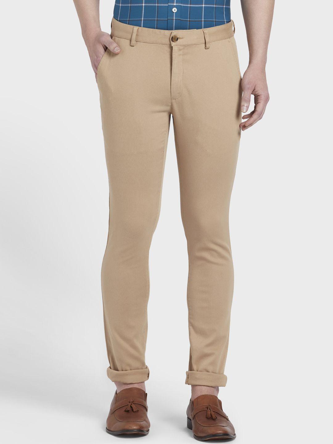 colorplus-men-khaki-regular-fit-solid-regular-trousers