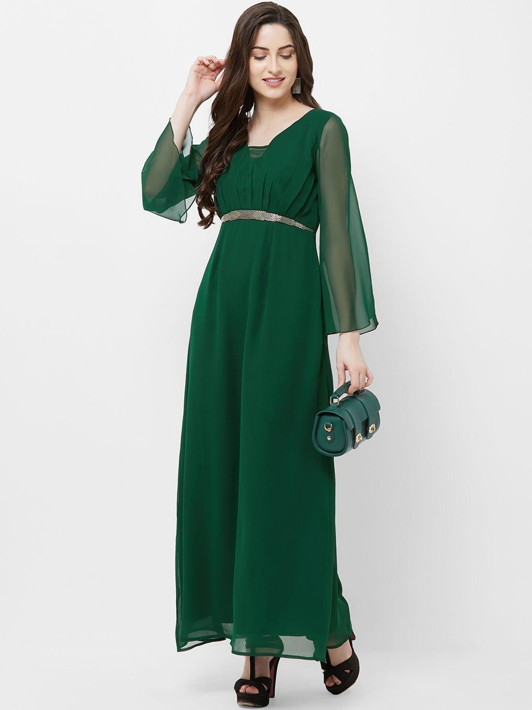 mish-women-green-solid-georgette-maxi-dress