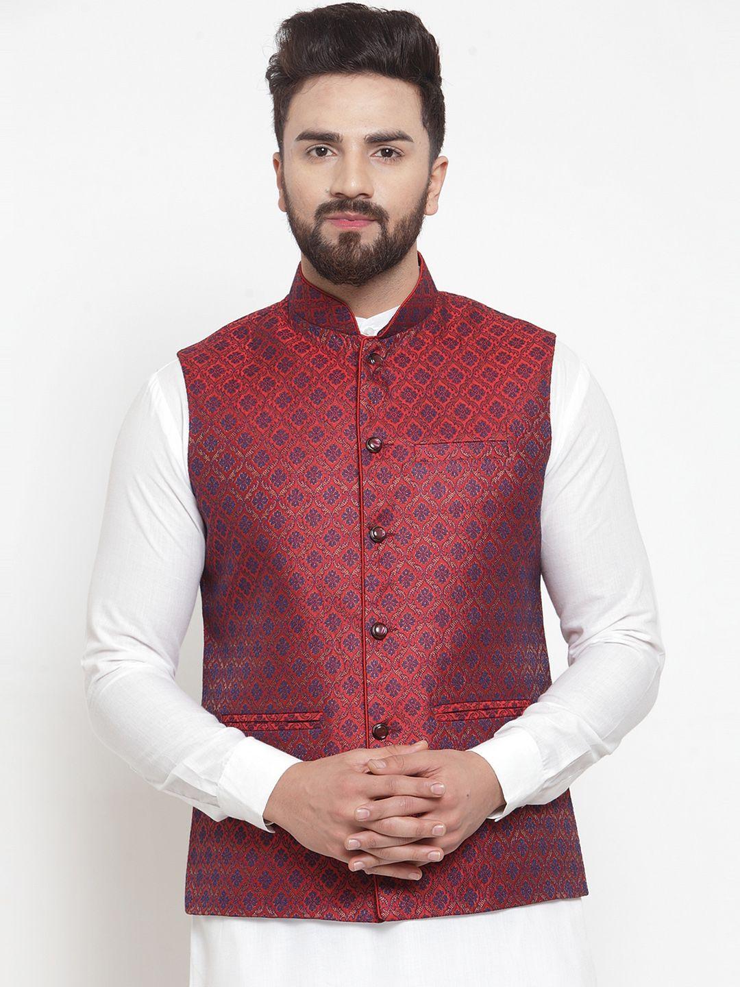 treemoda-men-maroon-woven-design-pure-silk-brocade-nehru-jacket