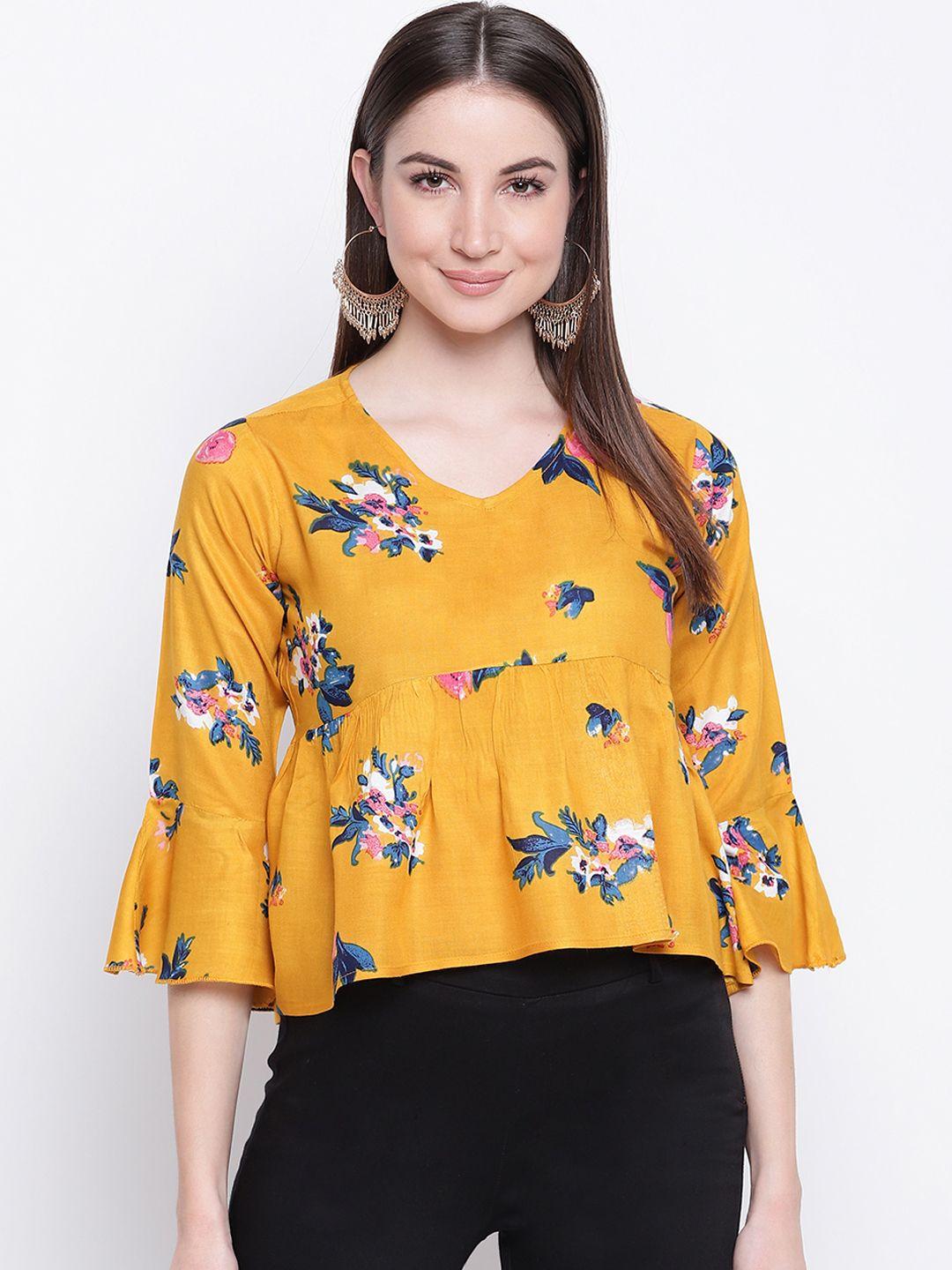 mayra-women-yellow-printed-a-line-top