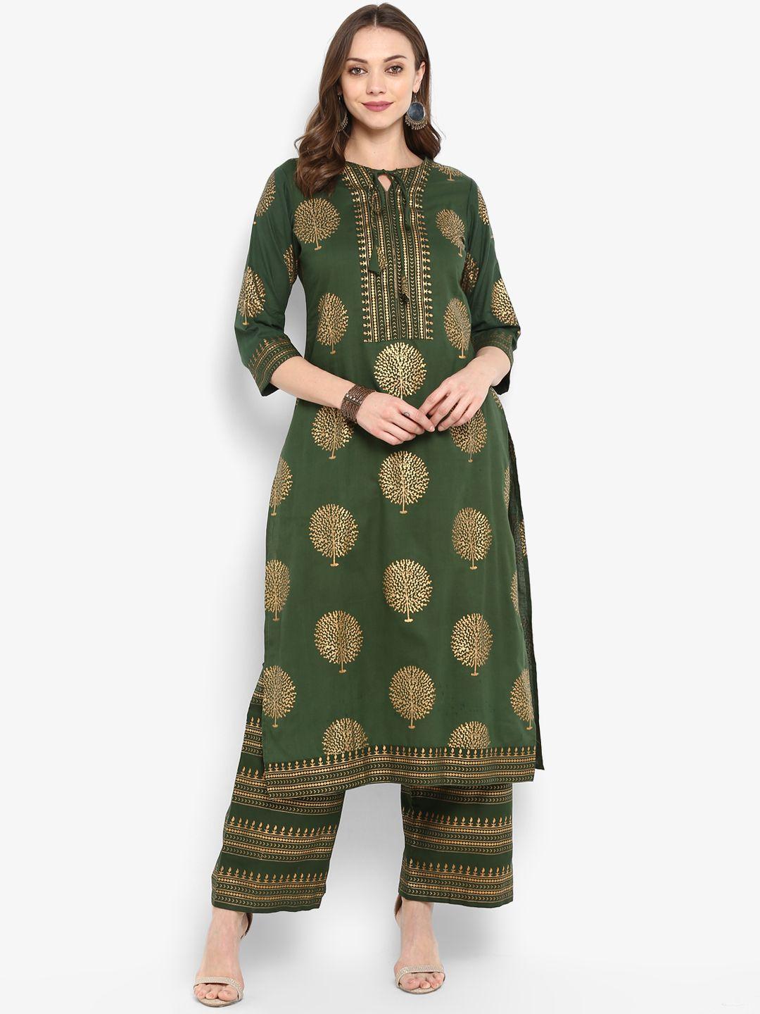 meeranshi-women-olive-green-printed-kurta-with-palazzos