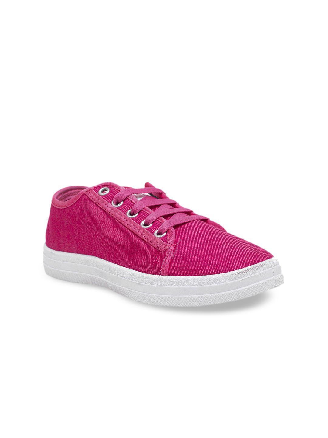asian-women-pink-solid-sneakers