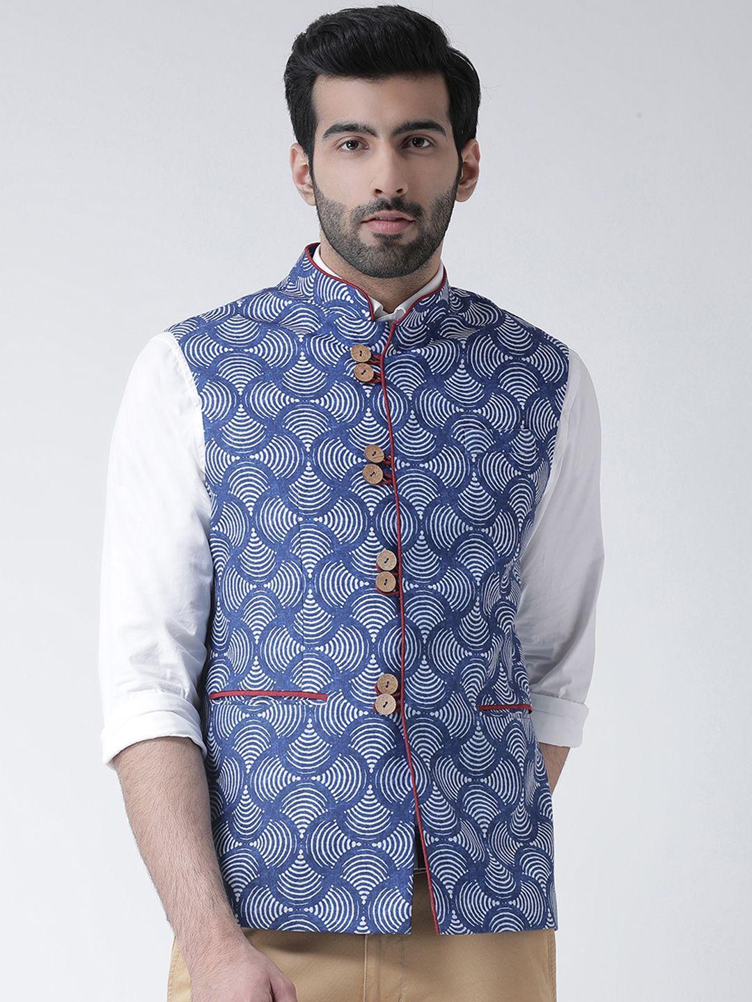 kisah-men-blue-printed-nehru-jacket