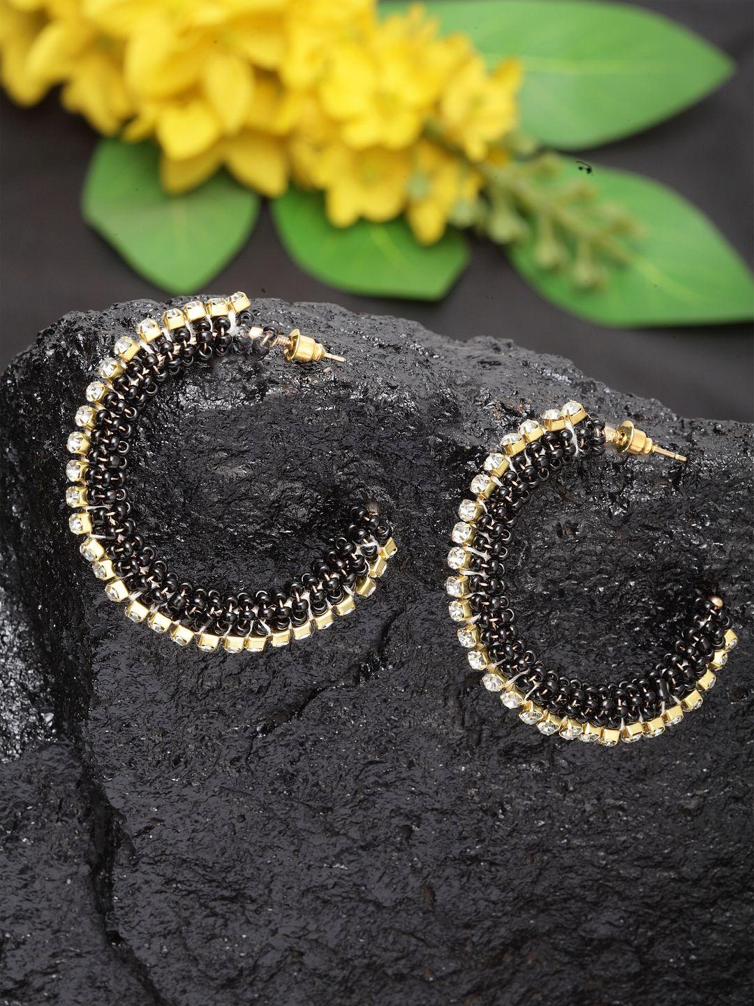 moedbuille-black-&-gold-plated-circular-half-hoop-earrings