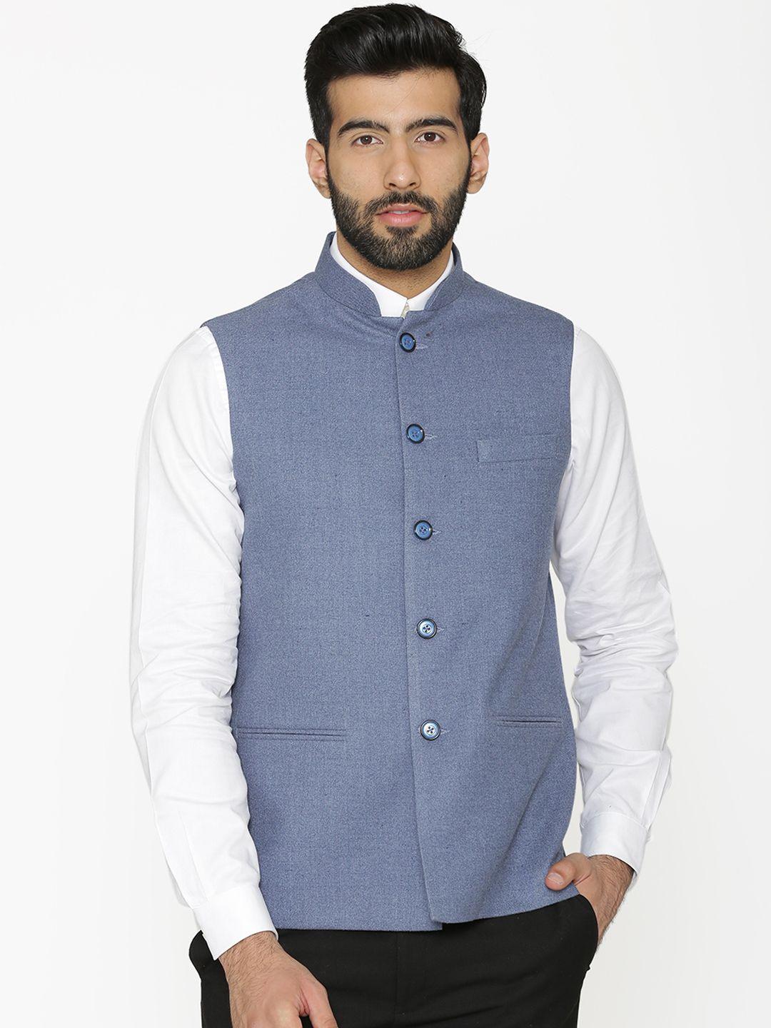 wintage-men-blue-woven-design-nehru-jacket