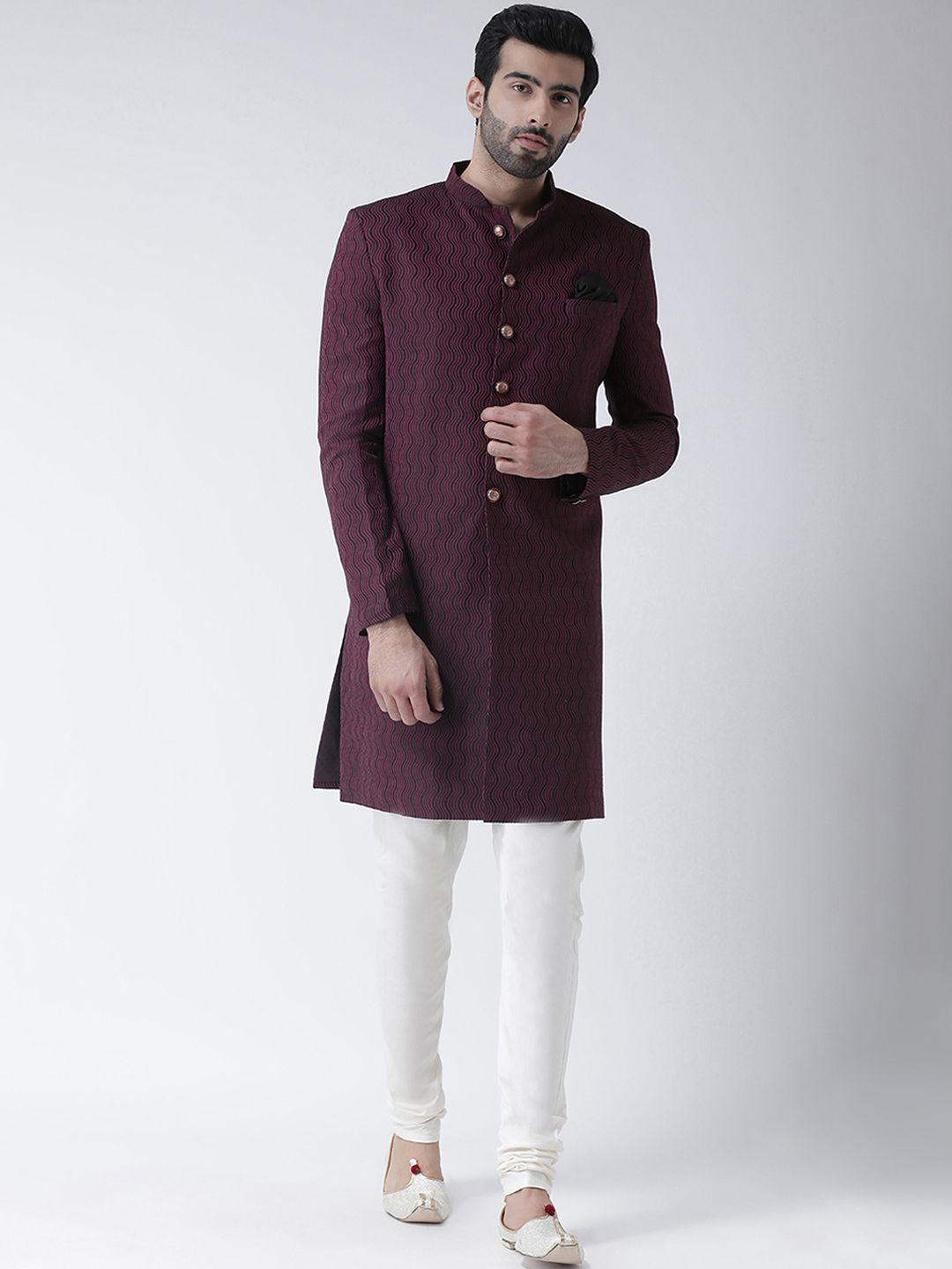 kisah-men-maroon-&-black-woven-design-sherwani