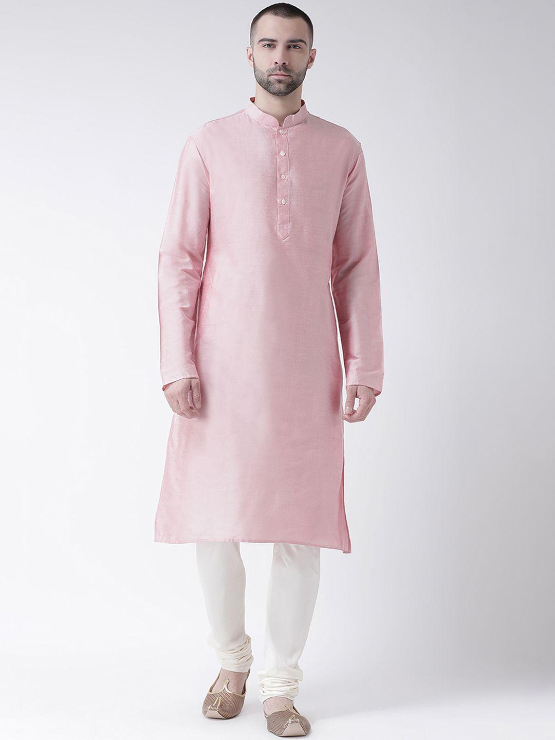 kisah-men-peach-coloured-&-off-white-solid-kurta-with-churidar