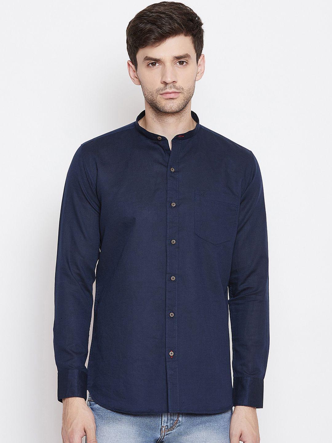 duke-men-navy-blue-slim-fit-solid-casual-shirt