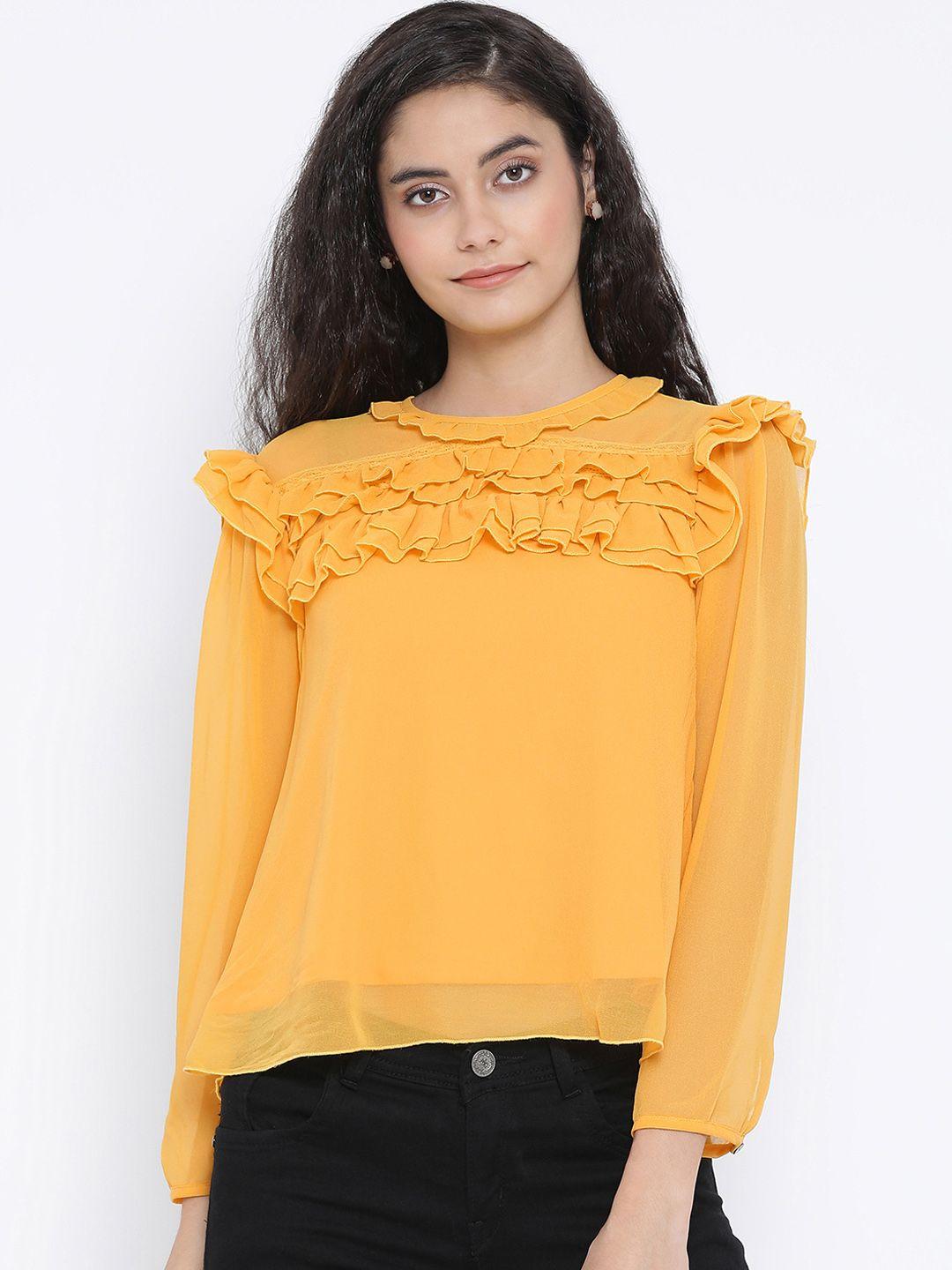 oxolloxo-women-yellow-solid-a-line-top