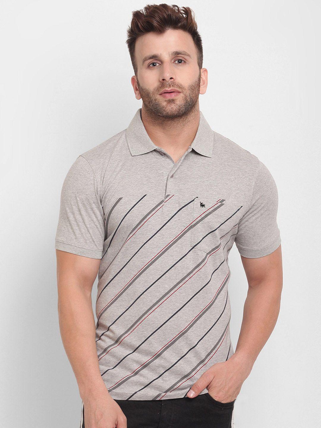 bullmer-men-grey-striped-polo-collar-t-shirt