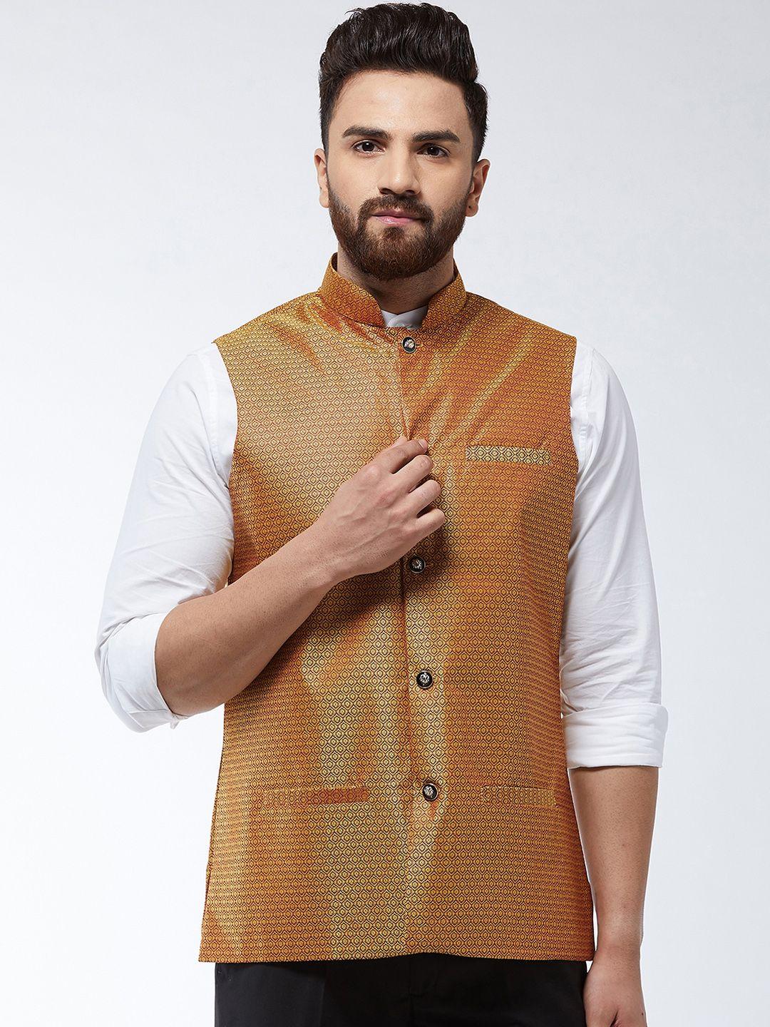 sojanya-men-mustard-yellow-woven-design-nehru-jacket