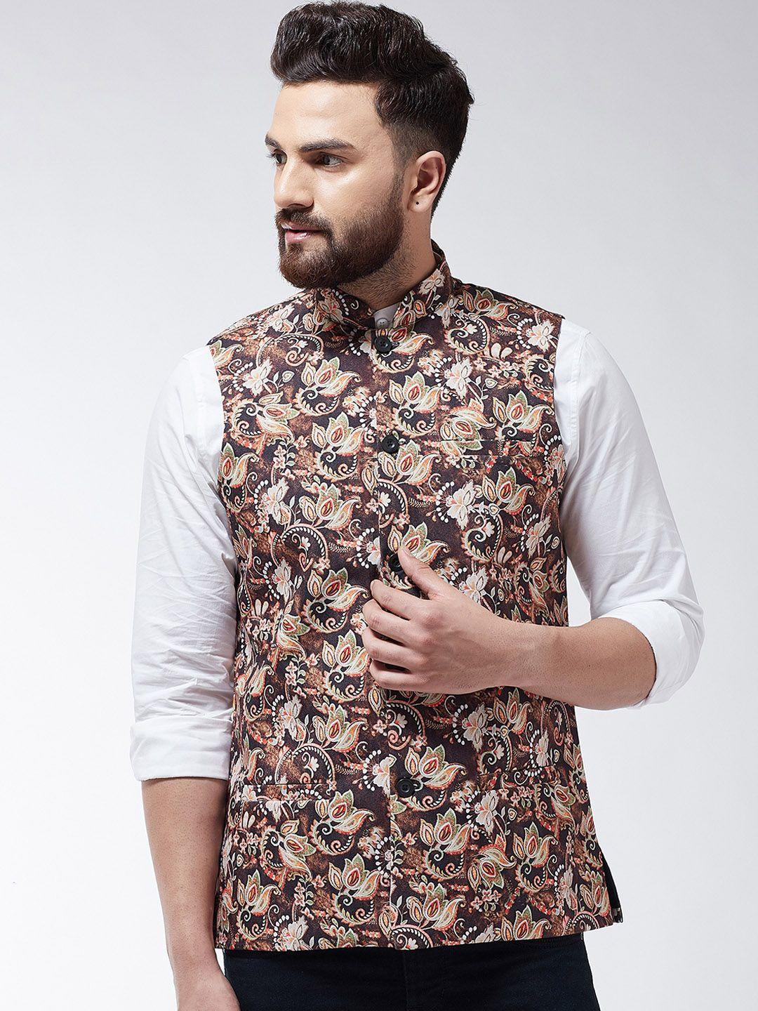 sojanya-men-brown-printed-nehru-jacket