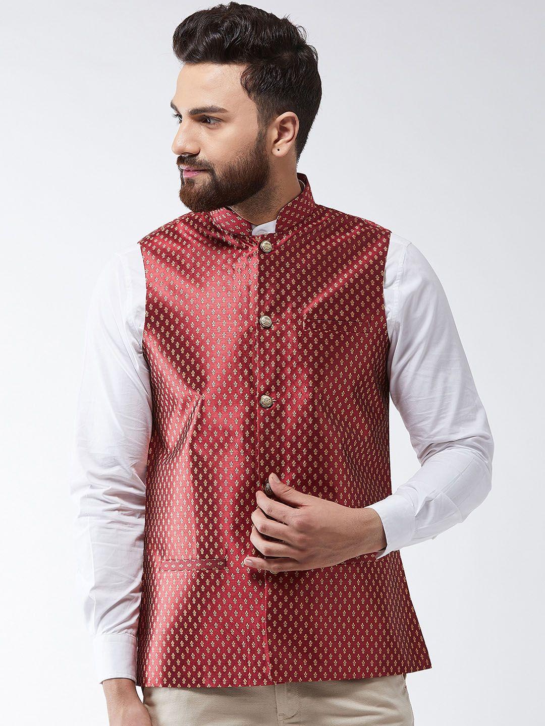 sojanya-men-maroon-woven-design-nehru-jacket