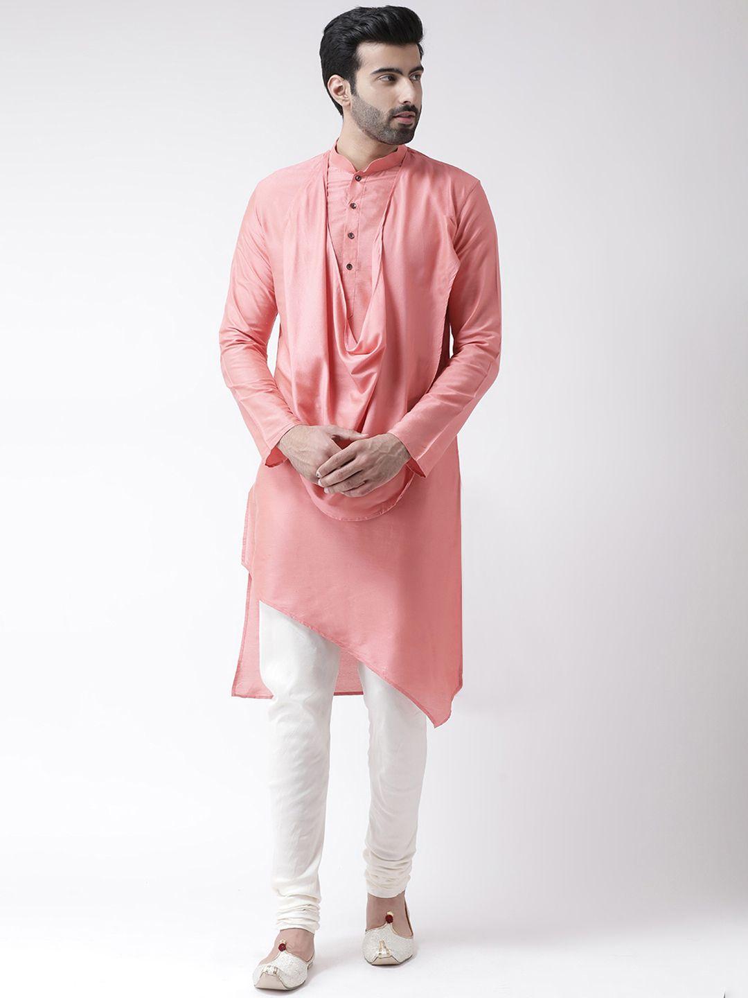 kisah-men-pink-&-white-solid-kurta-with-churidar