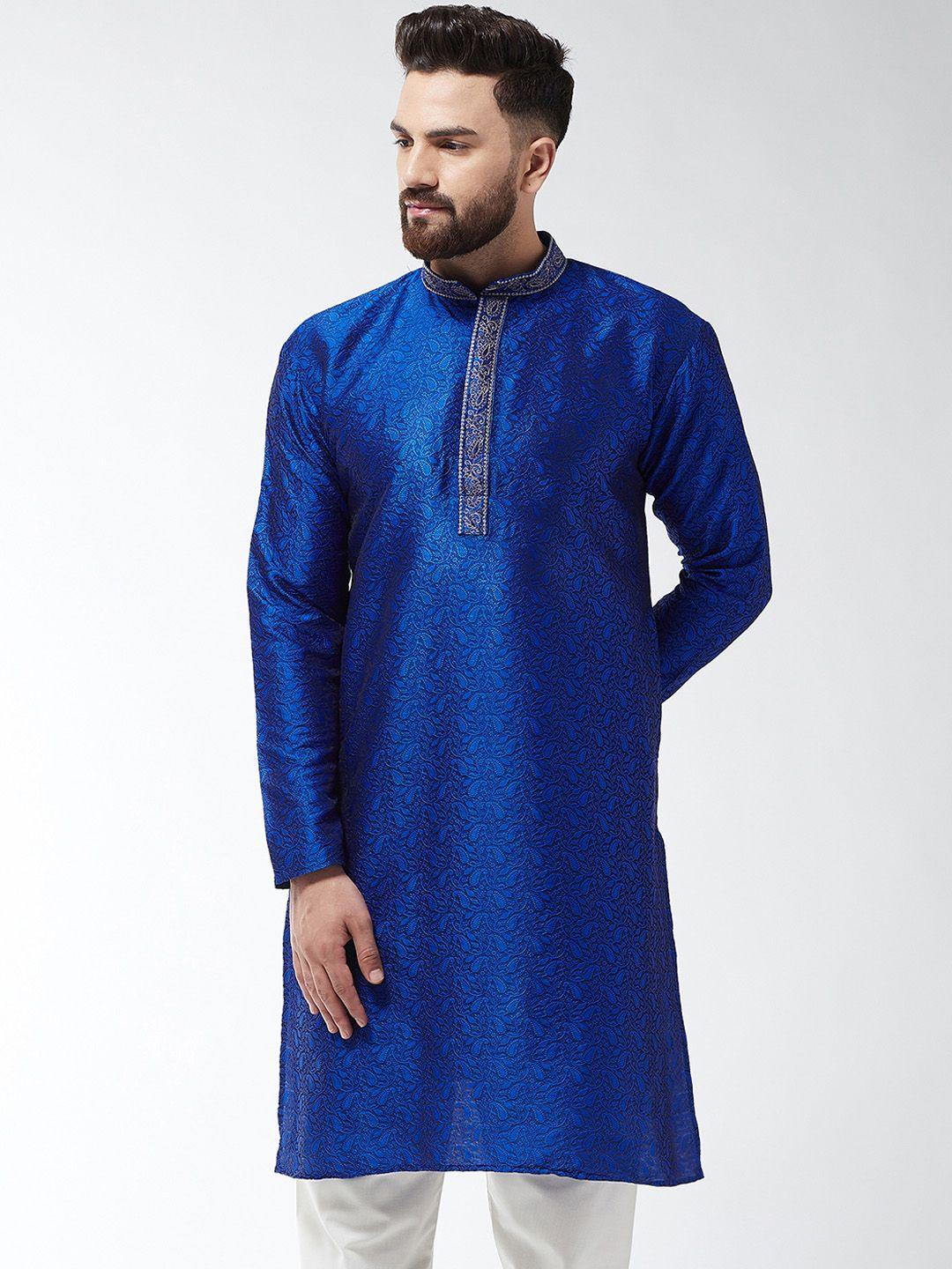 sojanya-men-blue-embroidered-straight-kurta