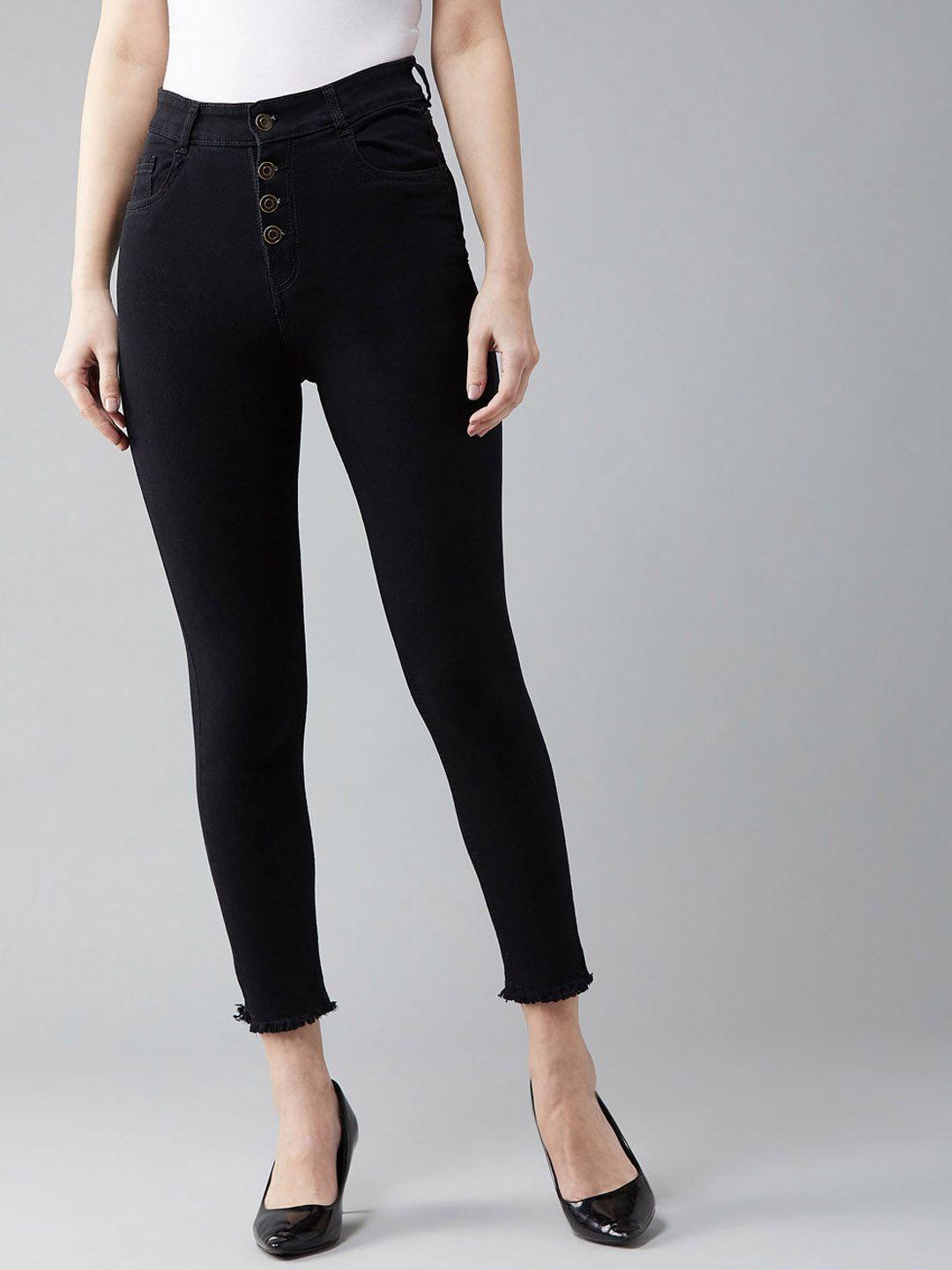 dolce-crudo-women-black-skinny-fit-high-rise-clean-look-stretchable-cropped-jeans