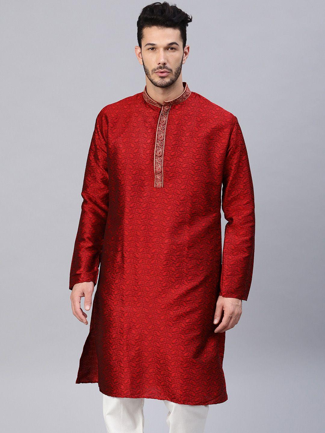sojanya-men-red-embroidered-straight-kurta