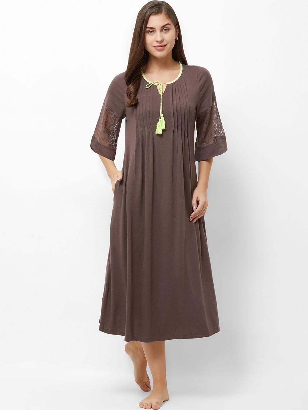 soie-women-coffee-brown-solid-nightdress