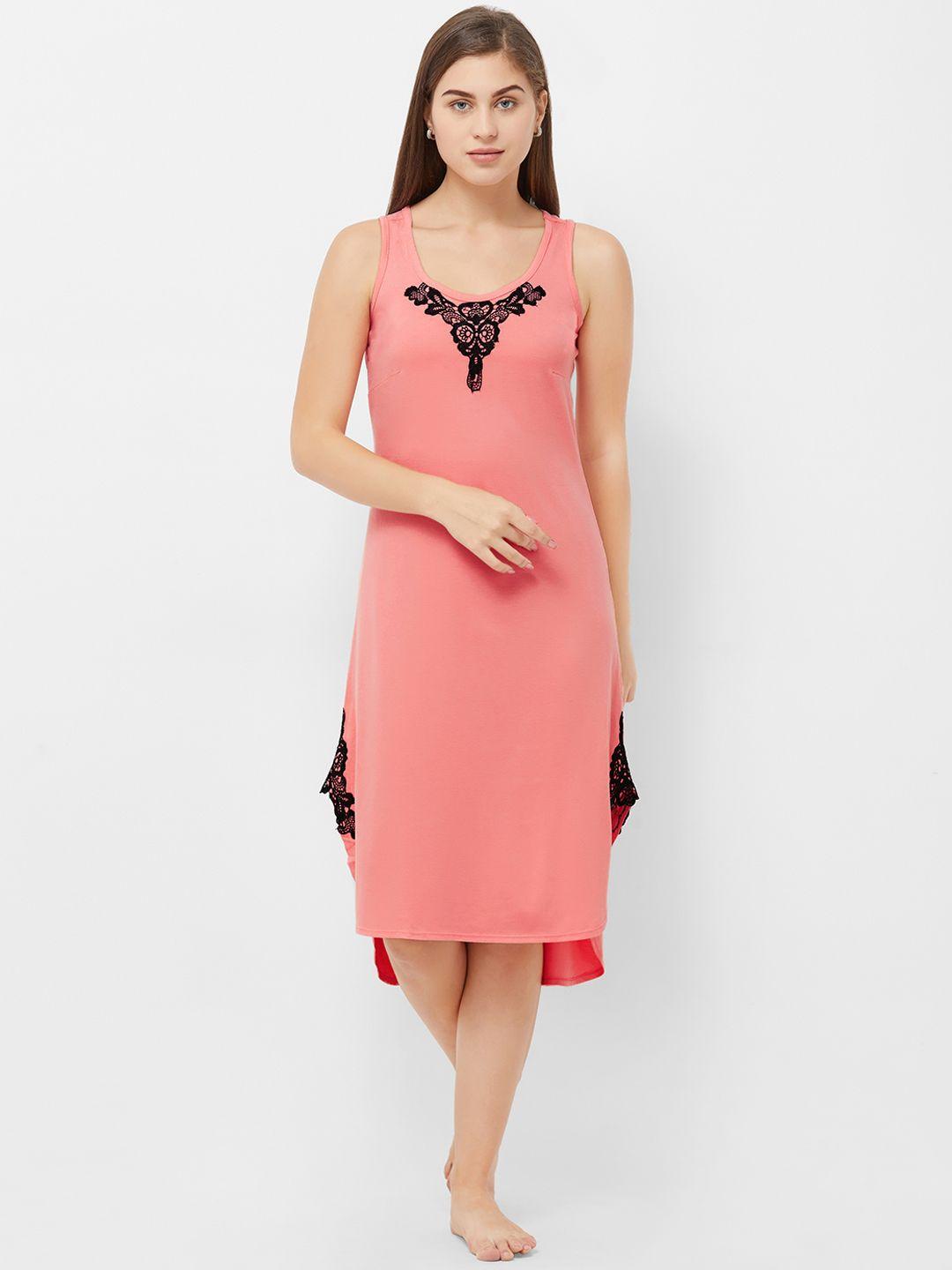 soie-women-pink-solid-nightdress
