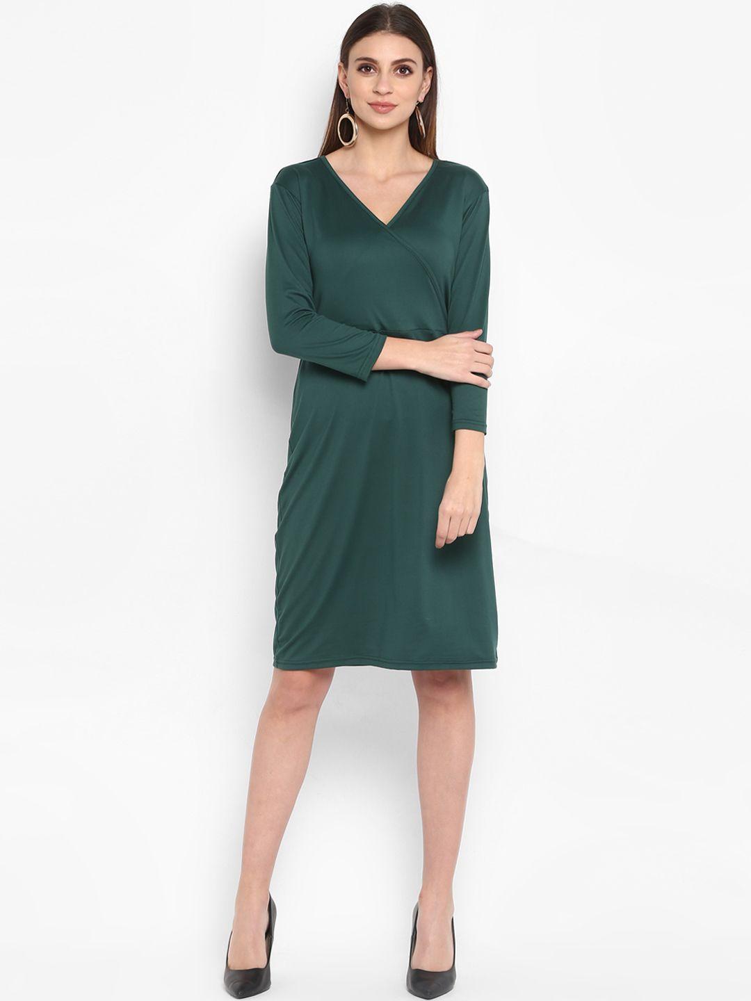 color-cocktail-women-teal-green-solid-wrap-dress