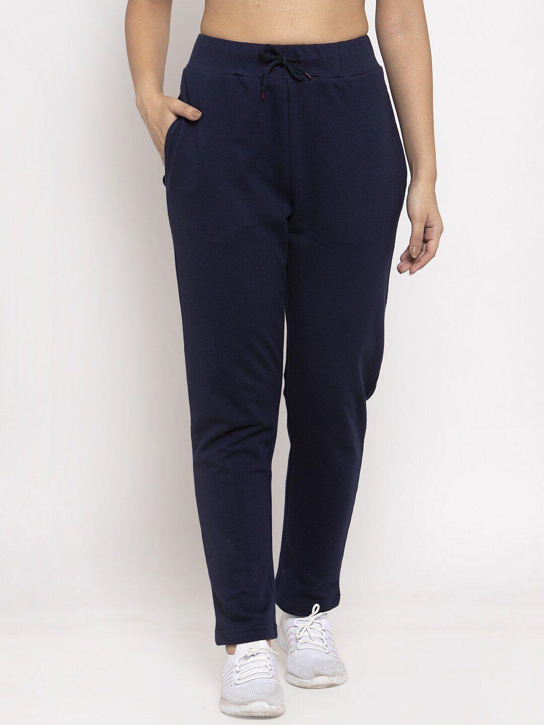 door74-women-navy-blue-solid-straight-fit-trackpants