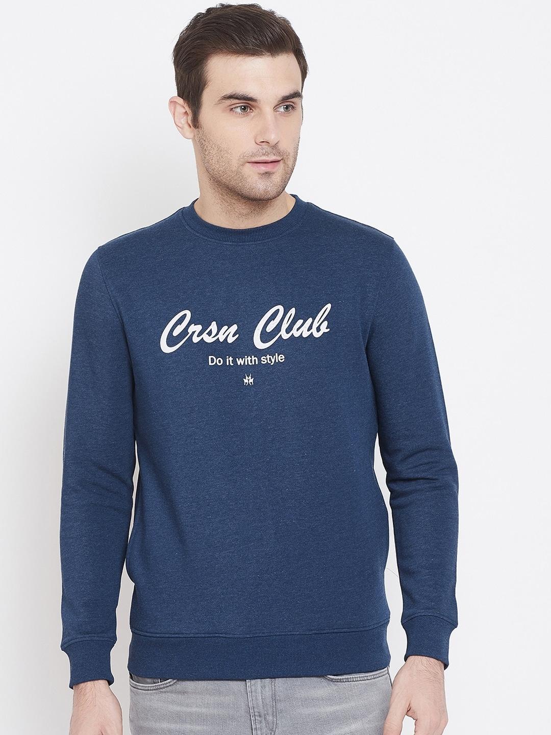 crimsoune-club-men-navy-blue-&-white-brand-logo-print-sweatshirt