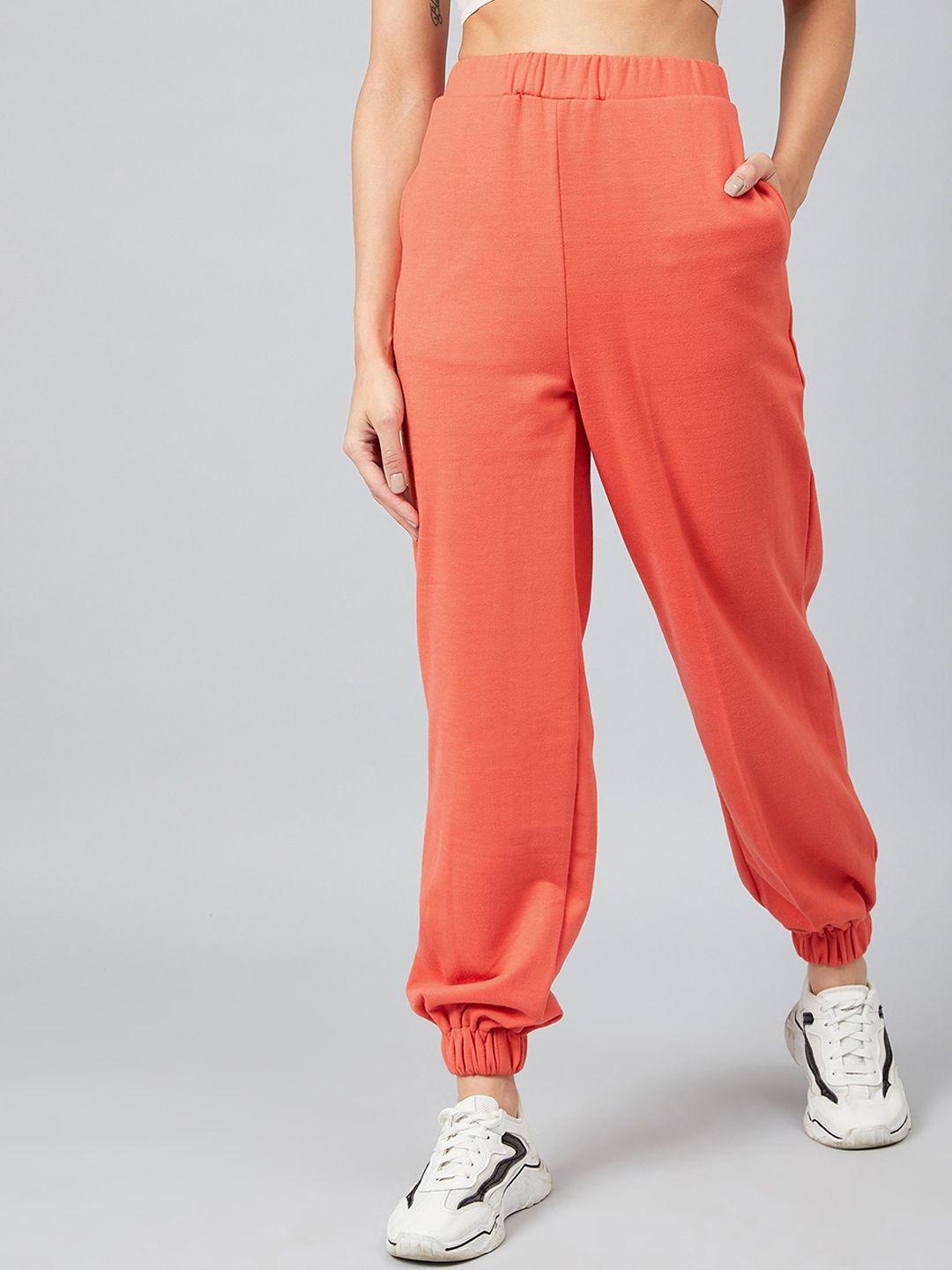 athena-women-orange-relaxed-loose-fit-solid-joggers