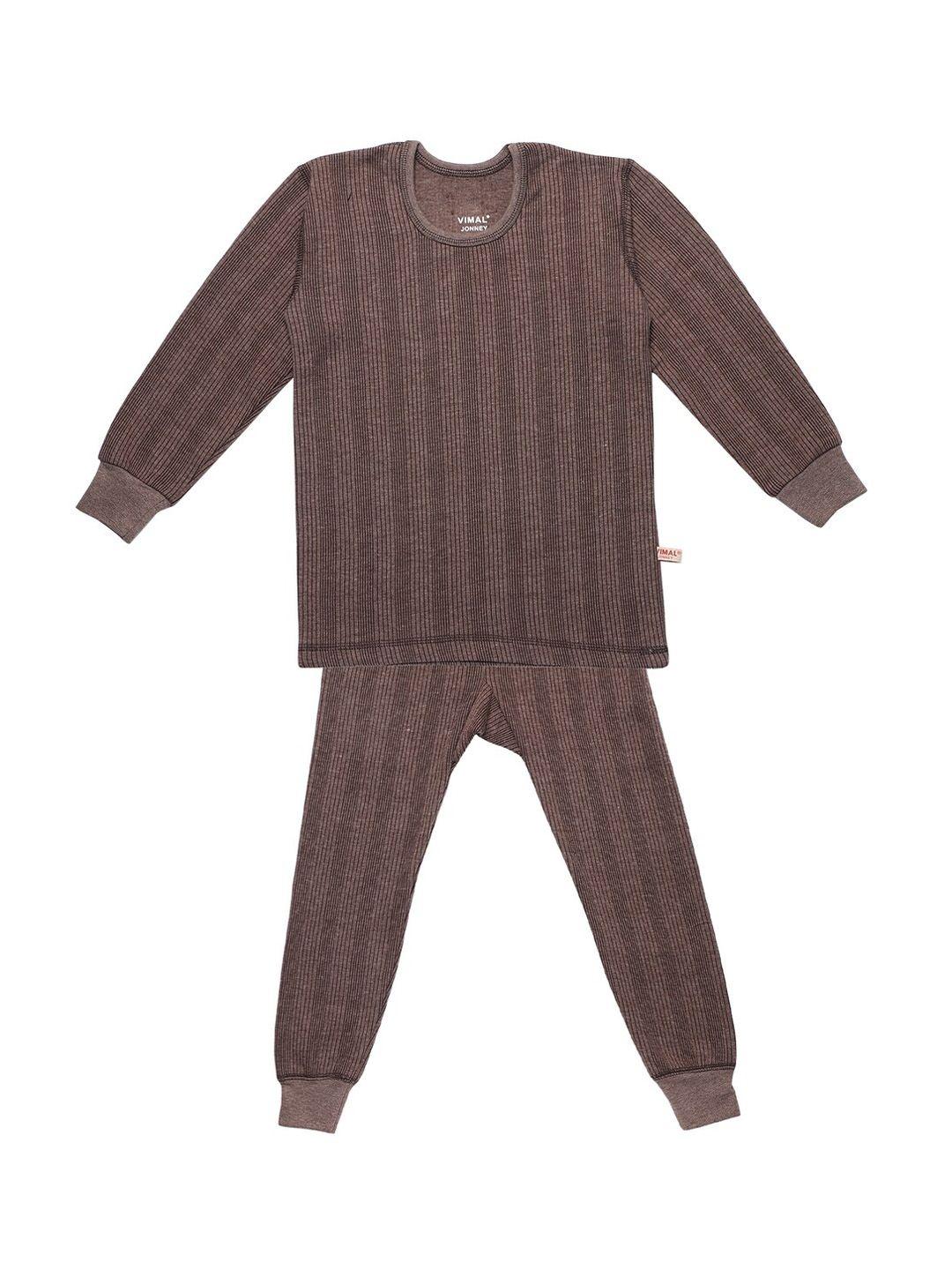 vimal-jonney-kids-brown-striped-thermal-set