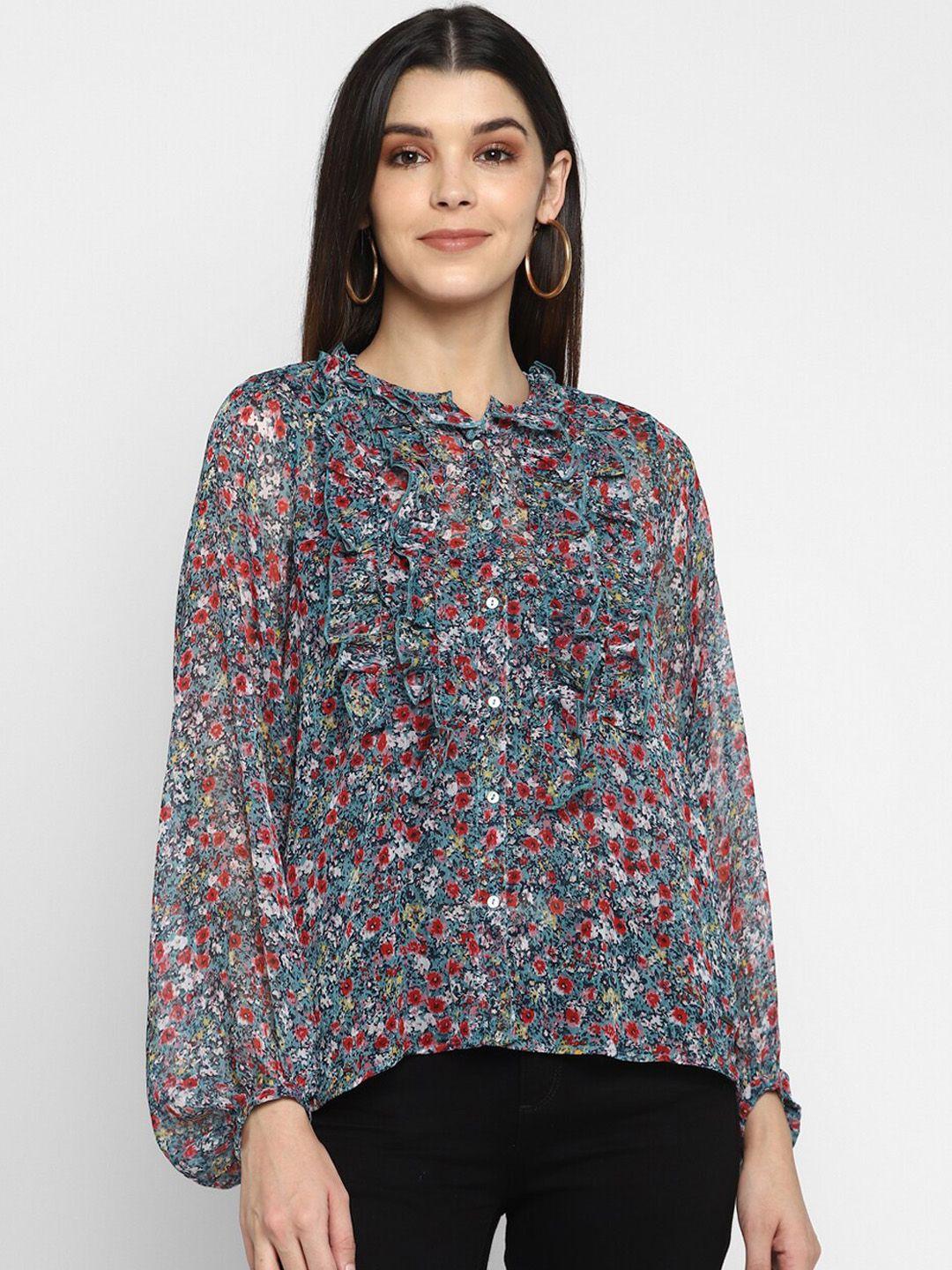 aditi-wasan-women-multicoloured-floral-printed-shirt-style-top