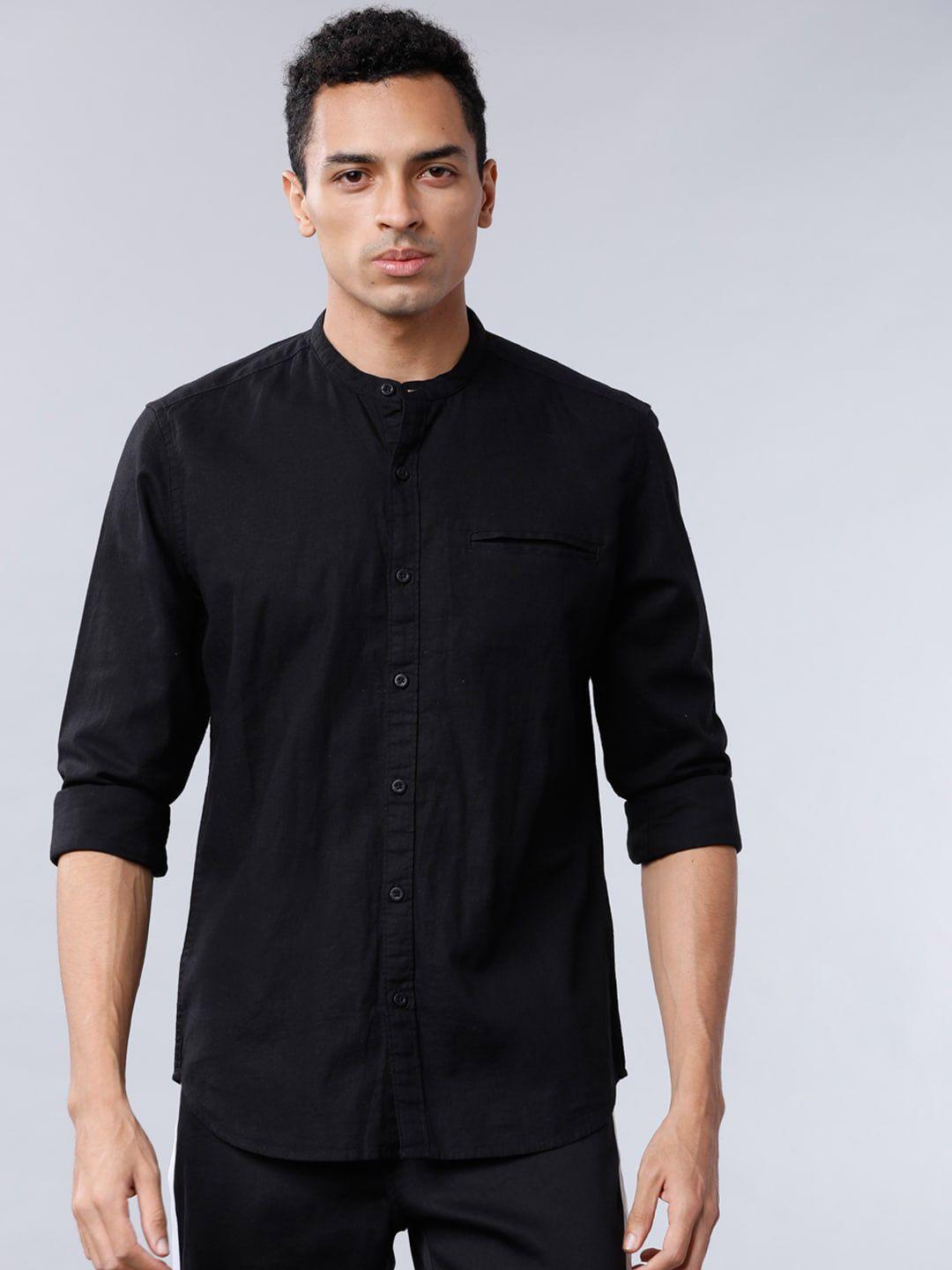 highlander-men-black-slim-fit-solid-casual-shirt