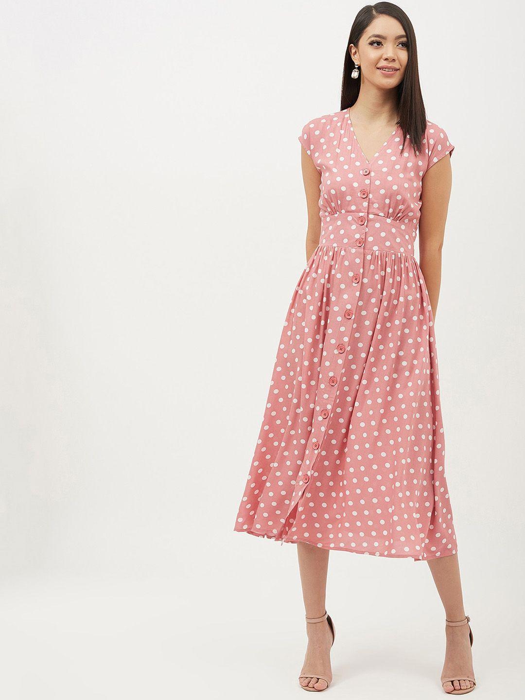 harpa-women-pink-polka-dots-printed-fit-and-flare-dress