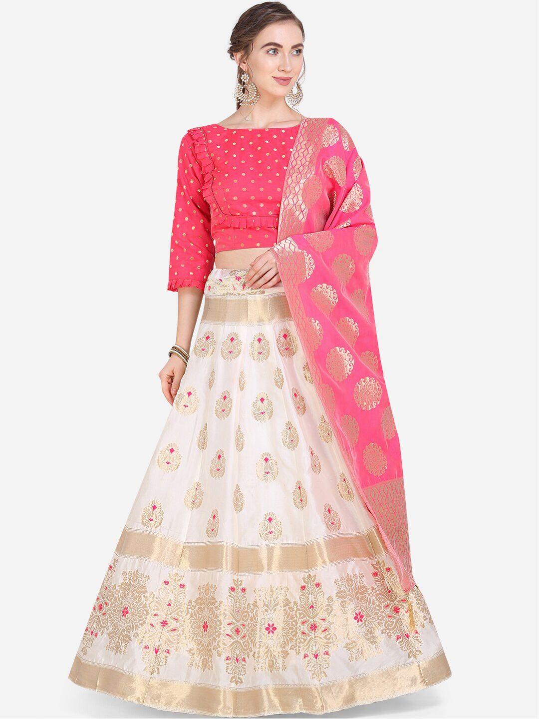purvaja-white-&-pink-woven-design-semi-stitched-lehenga-&-unstitched-blouse-with-dupatta
