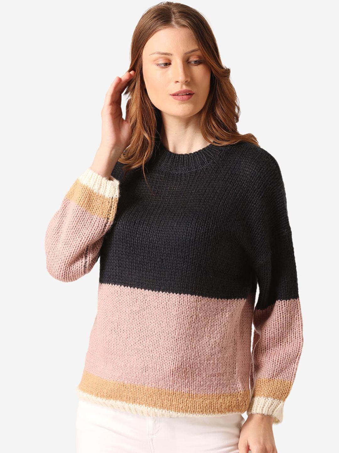 mode-by-red-tape-women-pink-&-black-colourblocked-pullover-sweater