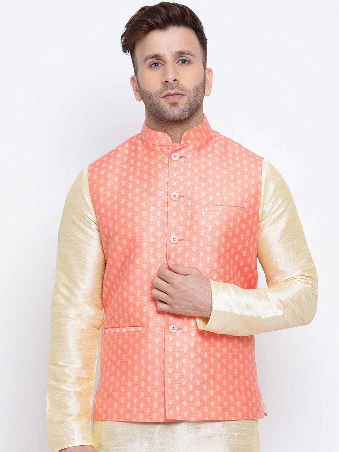 namaskar-men-pink-solid-nehru-jacket