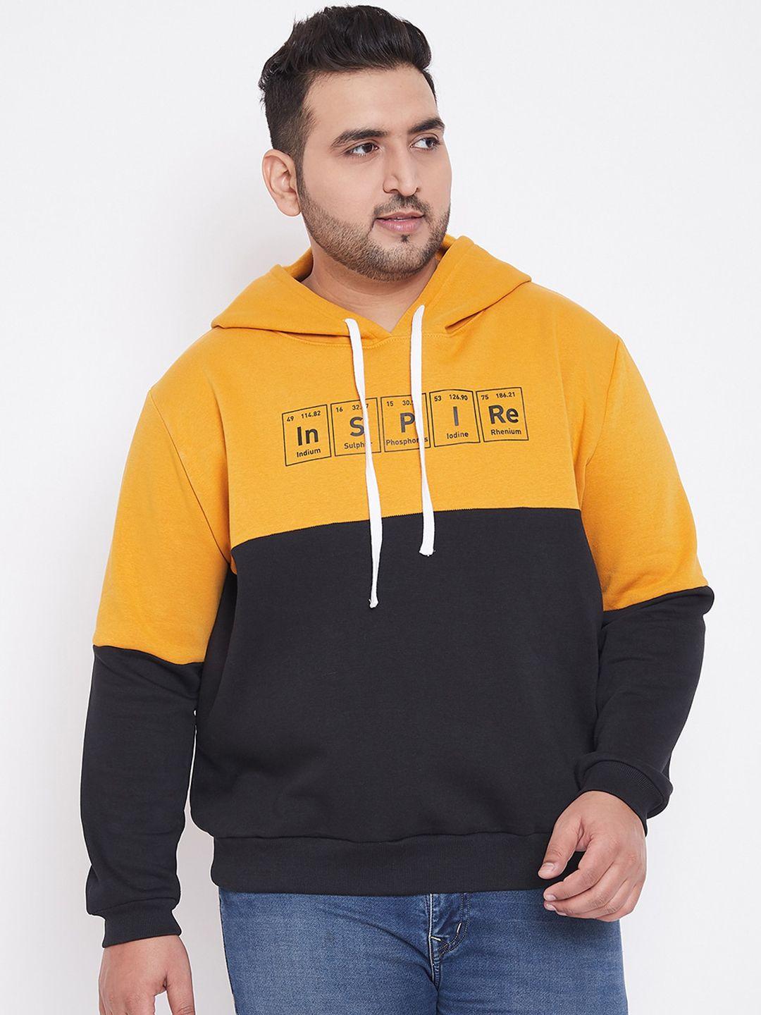 instafab-plus-men-yellow-&-black-colourblocked-hooded-sweatshirt