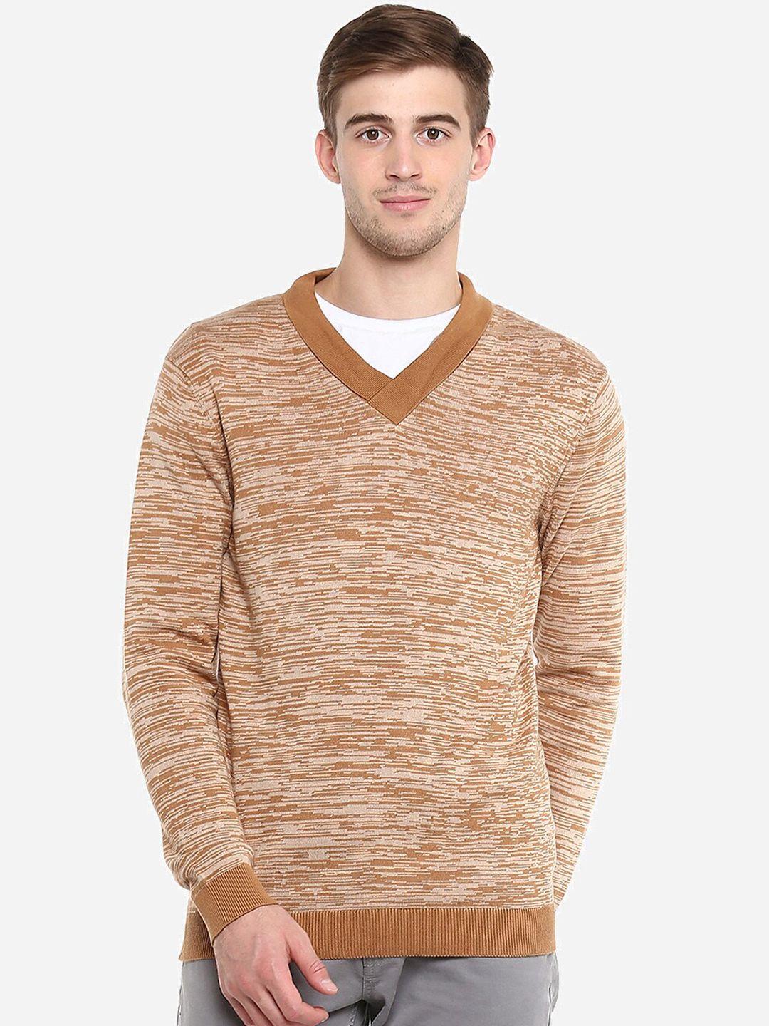 red-chief-men-camel-brown-self-design-sweater